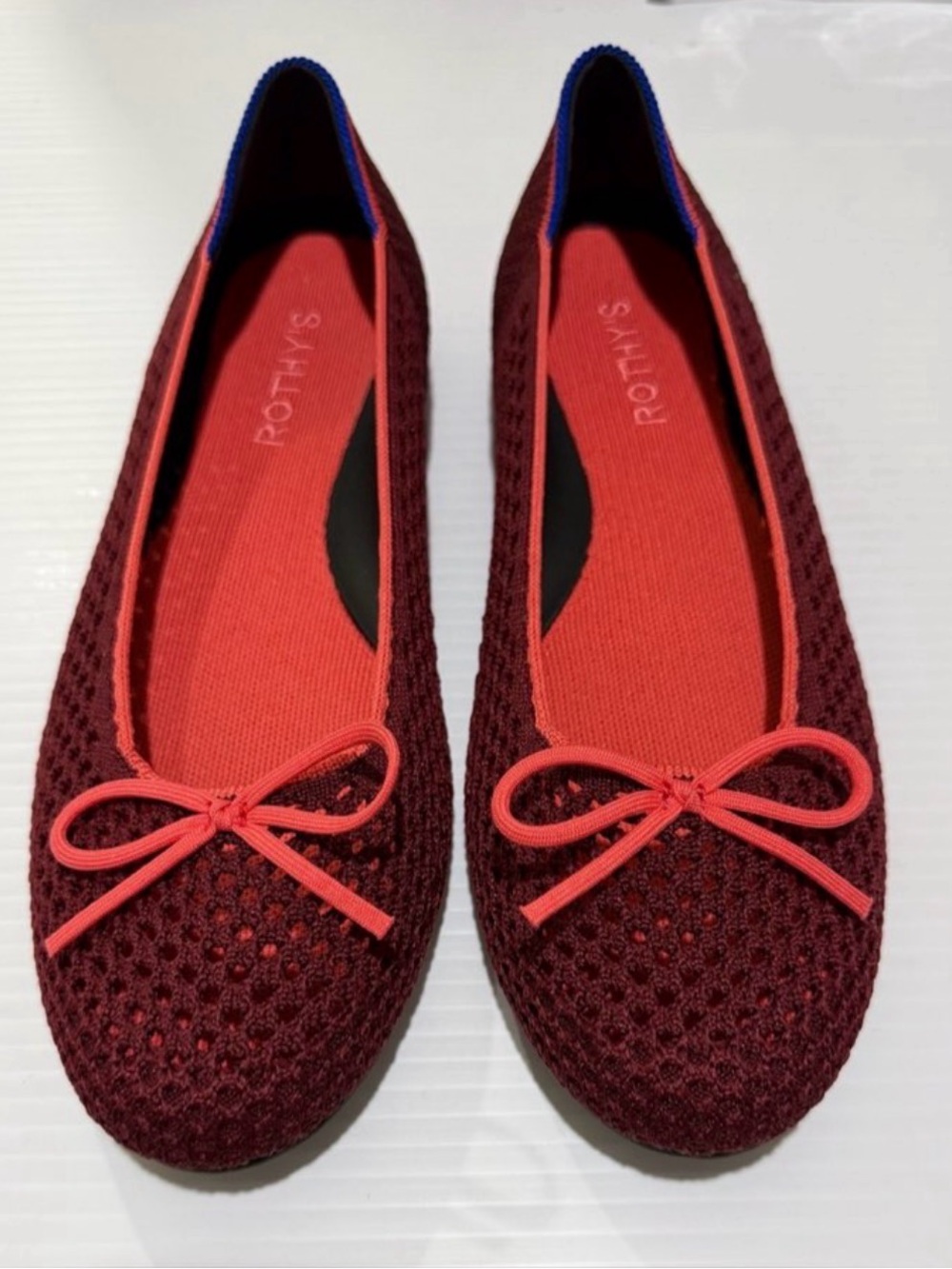 Rothy's - The Ballet Flat With Bows - in Berry Mesh - Size 7 - NWOB